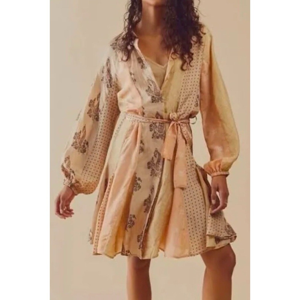 Free People Mes DEMOISELLES Paquerette Dress Handmade 100% Silk Size 8 NWT $590